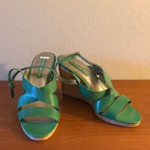 Green strappy wedges